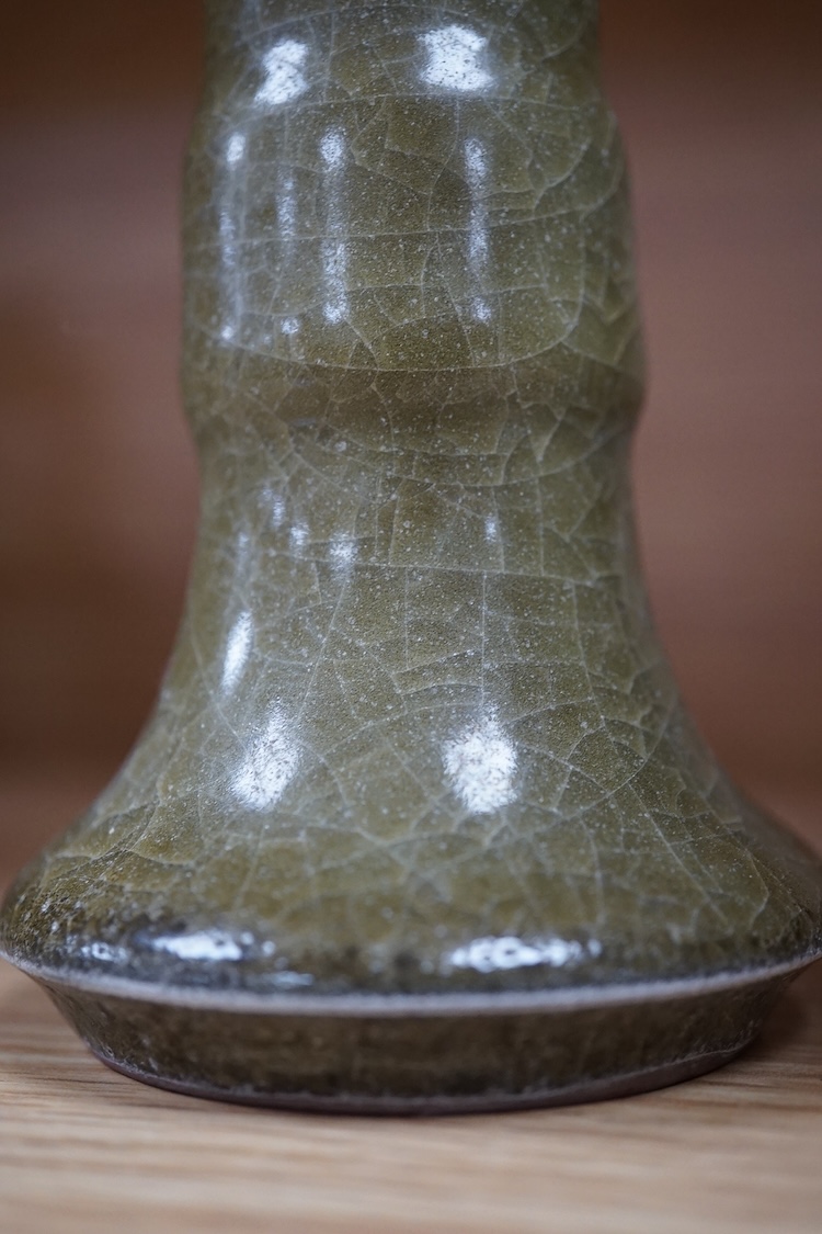 A celadon glazed archaistic Han style vase and Gu vase, largest 21cm high